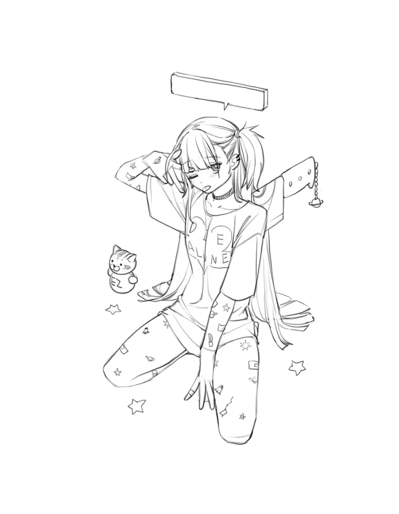 Anime Girl Monochrome