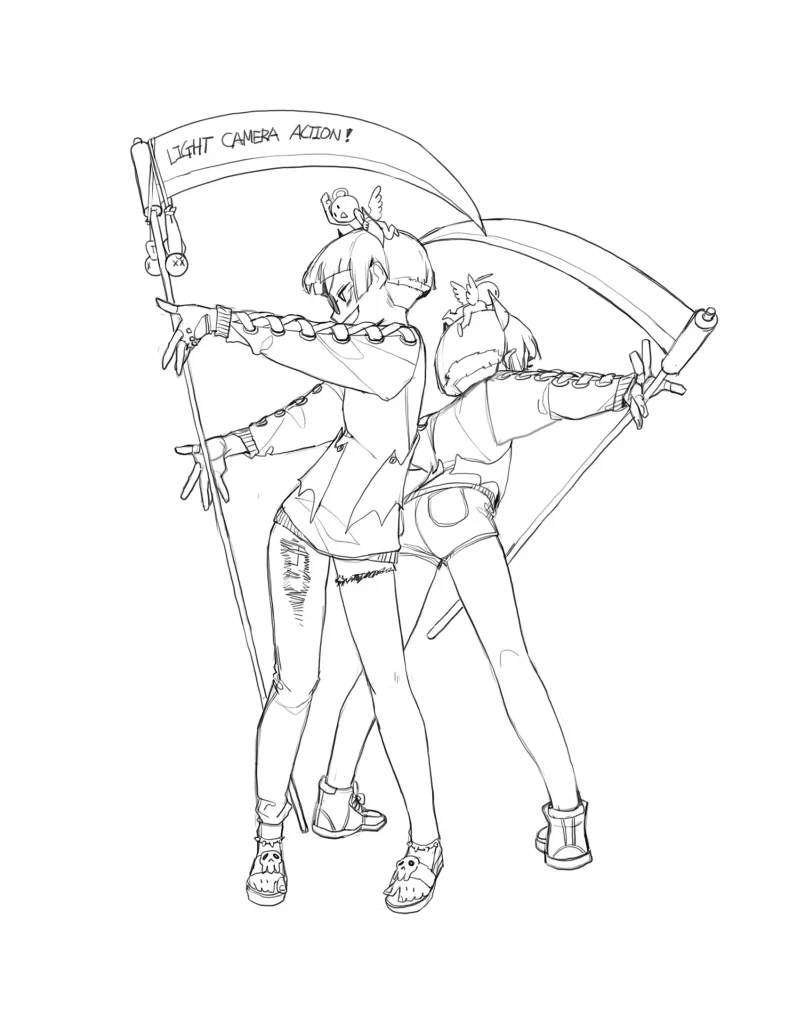Anime Girl Monochrome Dance