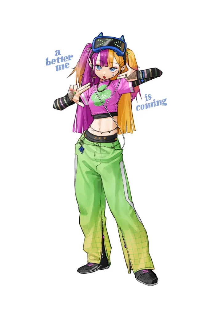 Anime Girl Neon Dance Futuristic