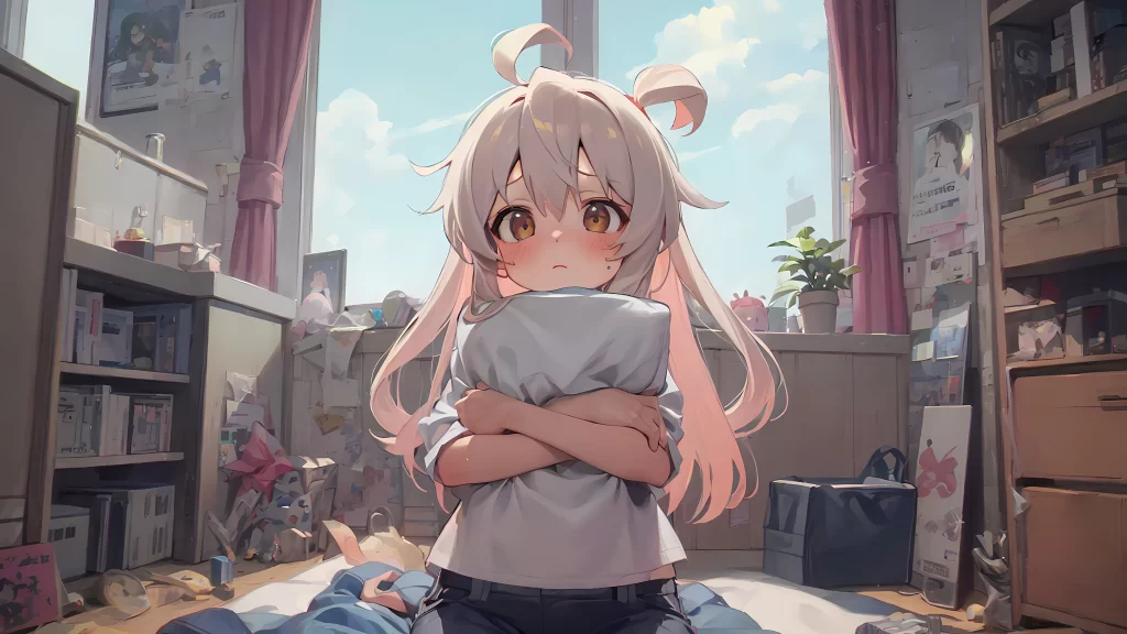 Anime Girl Pastel Pink White Blue