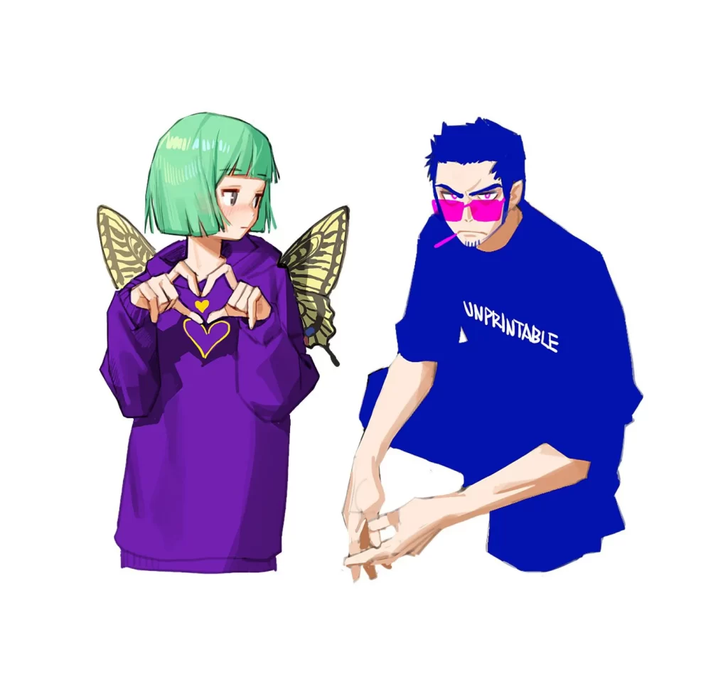 Anime Girl Purple Hoodie Butterfly Wings