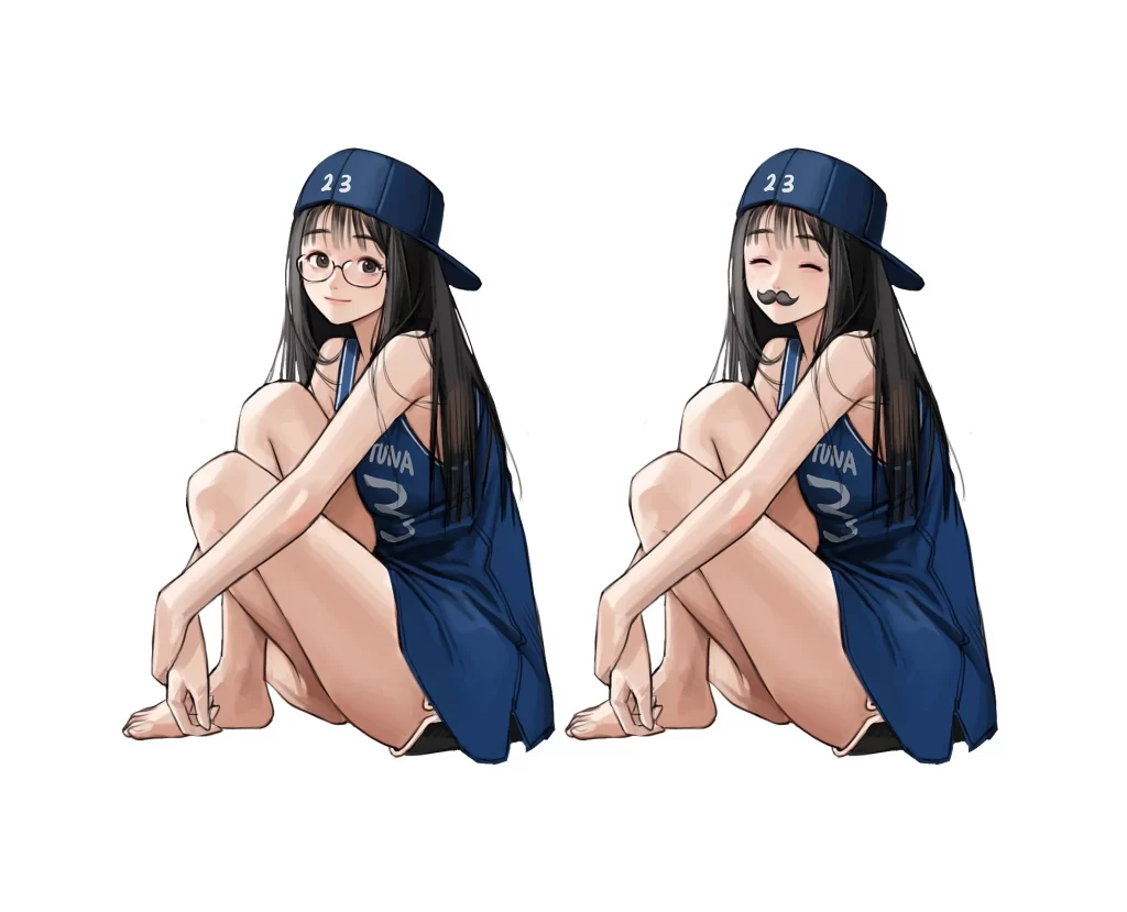 Anime Girl Sports Blue Sitting