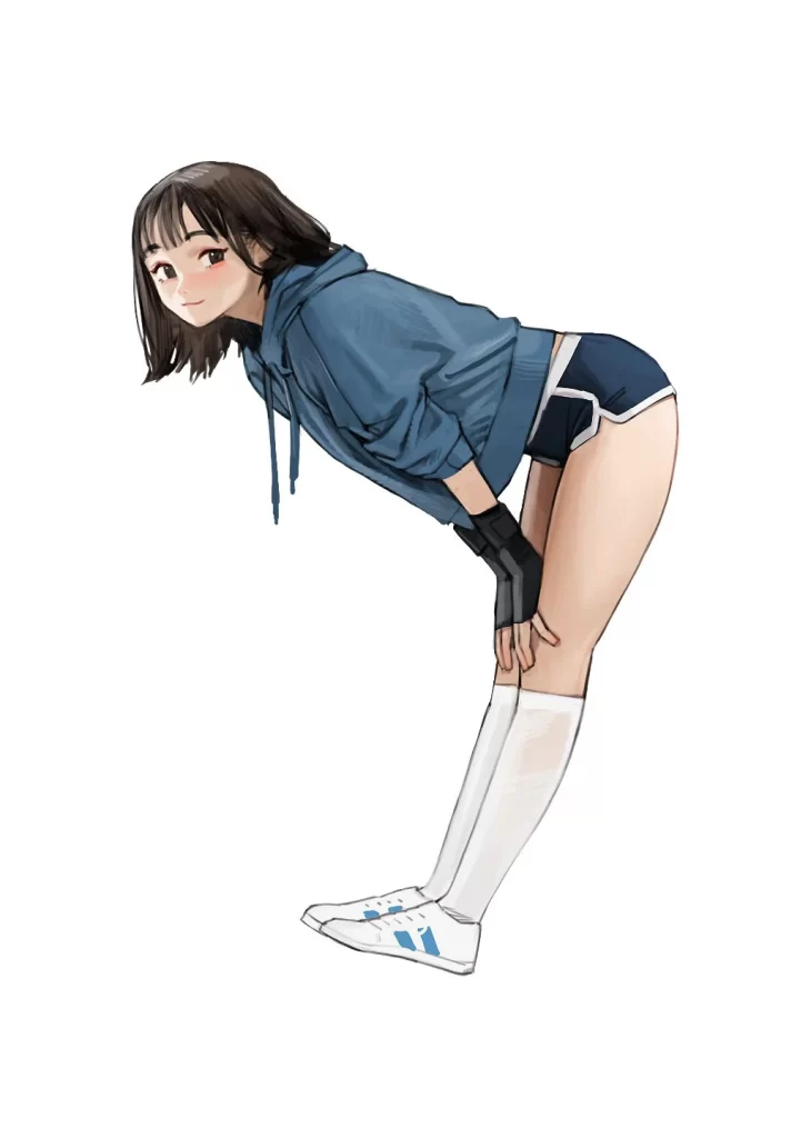 Anime Girl Sporty Blue White Exercise