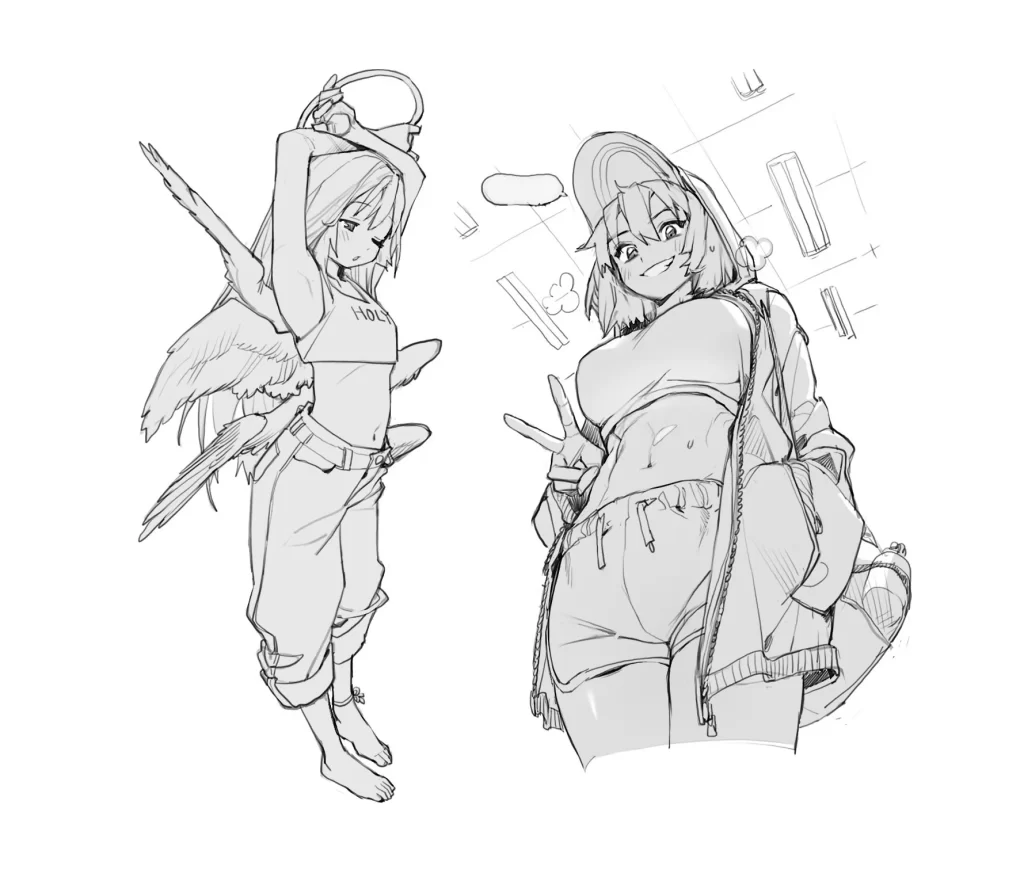 Anime Girl Sporty Monochrome Urban Exploration