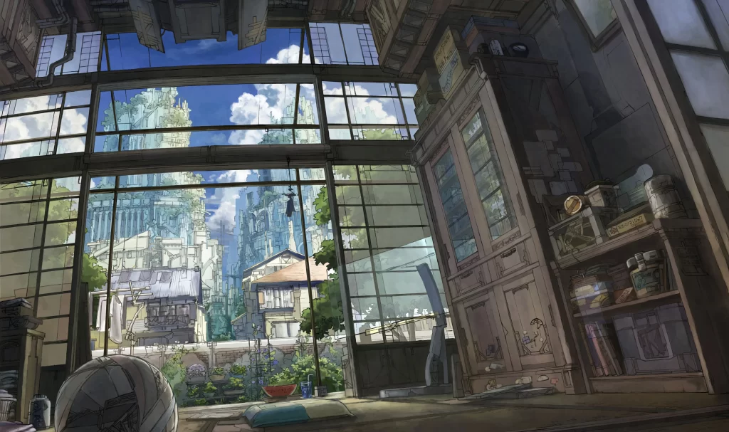 Anime Girl White Hair Urban