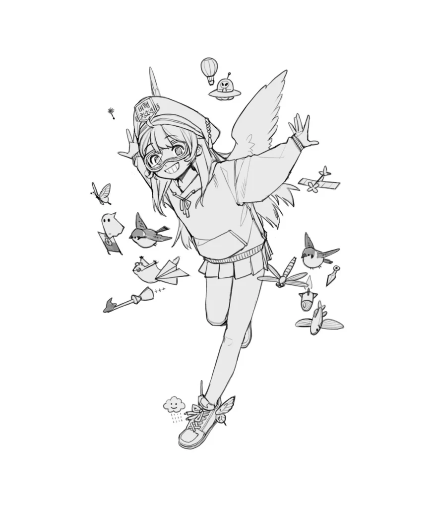 Anime Girl Wings Flying