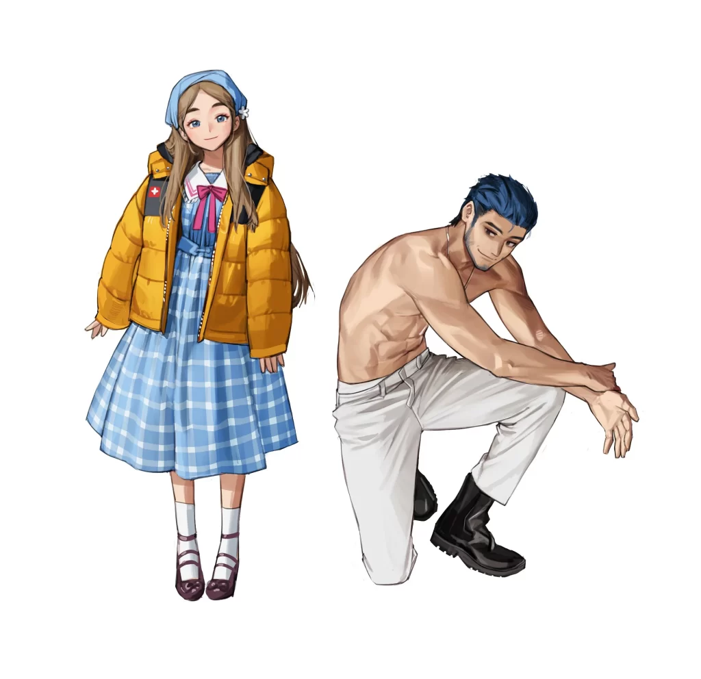 Anime Girl Yellow Jacket Blue Dress