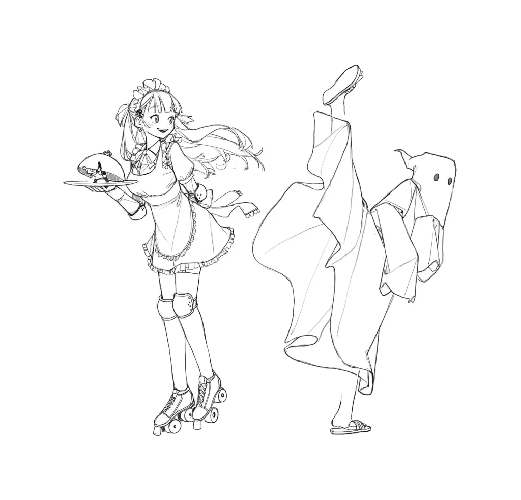 Anime Maid Roller Skates Food