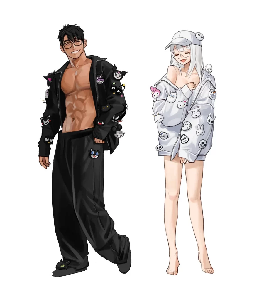 Anime Male Female Characters Outfits Black