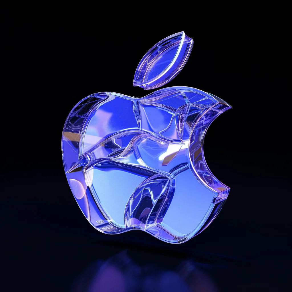 apple logo 3D blue transparent structure