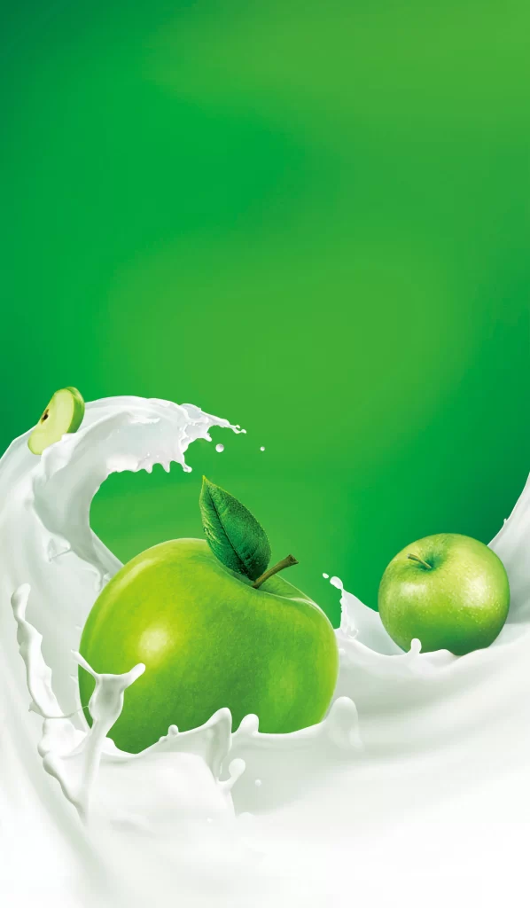 Apple Milk Splash Green Fresh Advertising