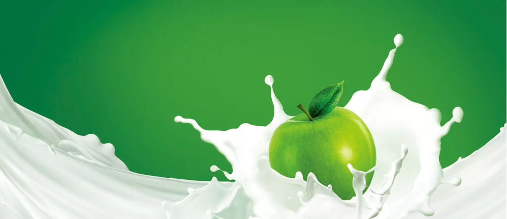 Apple Milk Splash Green White Beverage