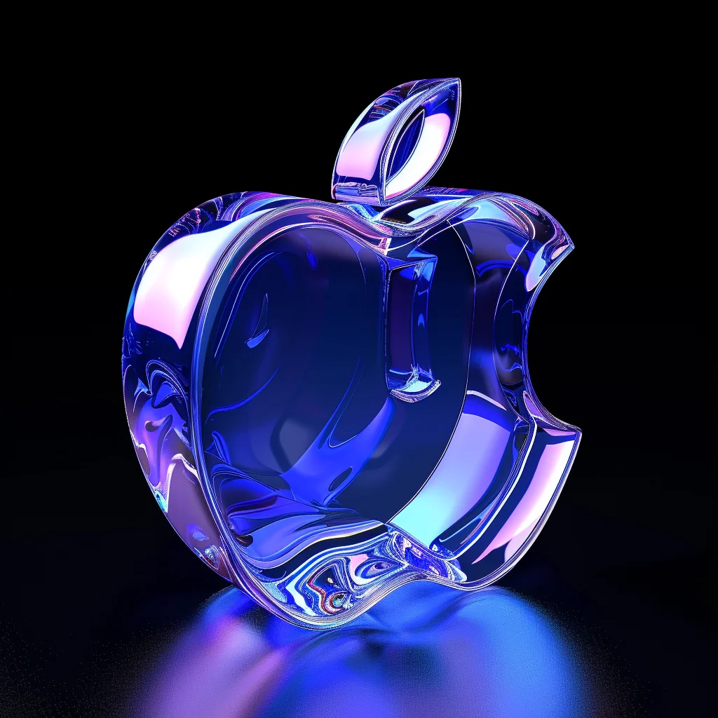 apple structure 3D logo transparent blue