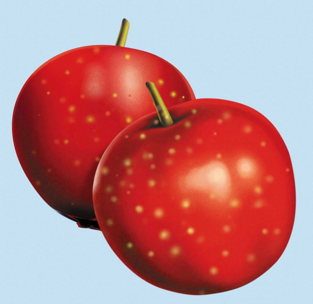 Apples Red Fresh Round Yellow Spots Food