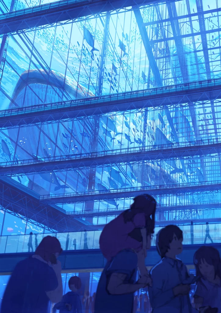 Aquarium Blue Purple Fishes Structure