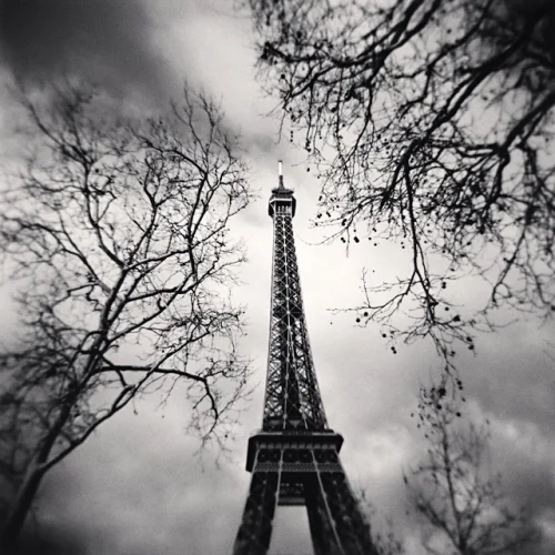 Architecture Dramatic High Contrast Moody Eiffel Tower Nature