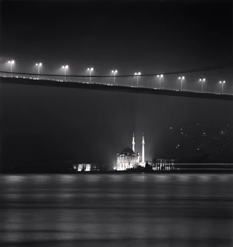 Architecture Illuminated Bridge Nighttime High Contrast Dramatic