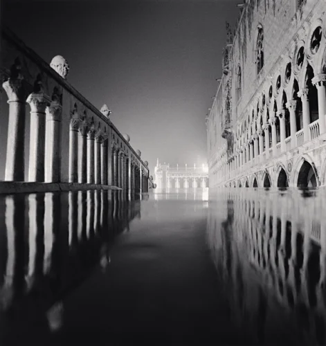 Architecture Reflective Columns Symmetrical High Contrast Dramatic
