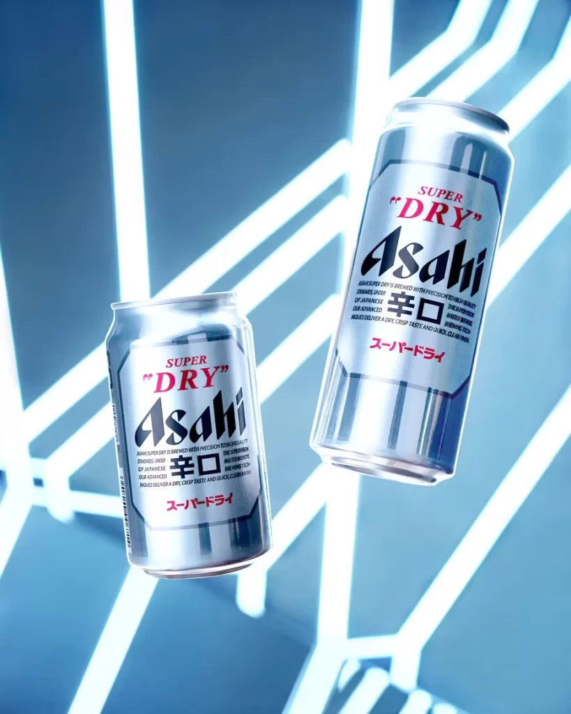 Asahi Beer Silver Blue Neon Futuristic