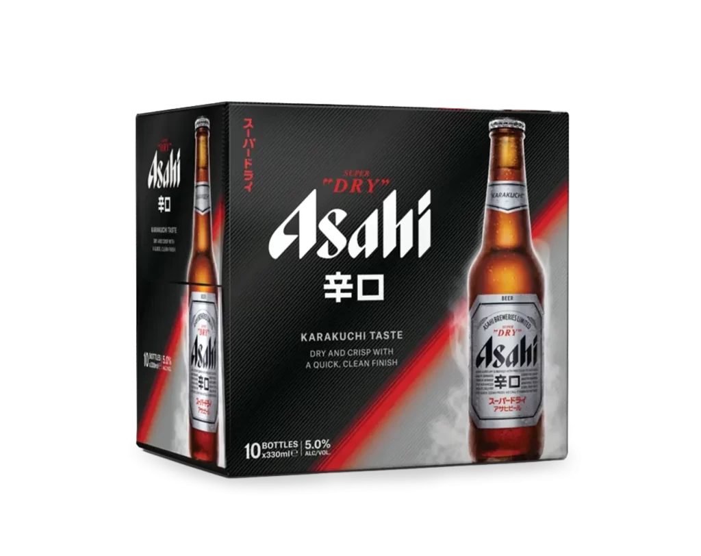 Asahi Black Red White Bottle Packaging
