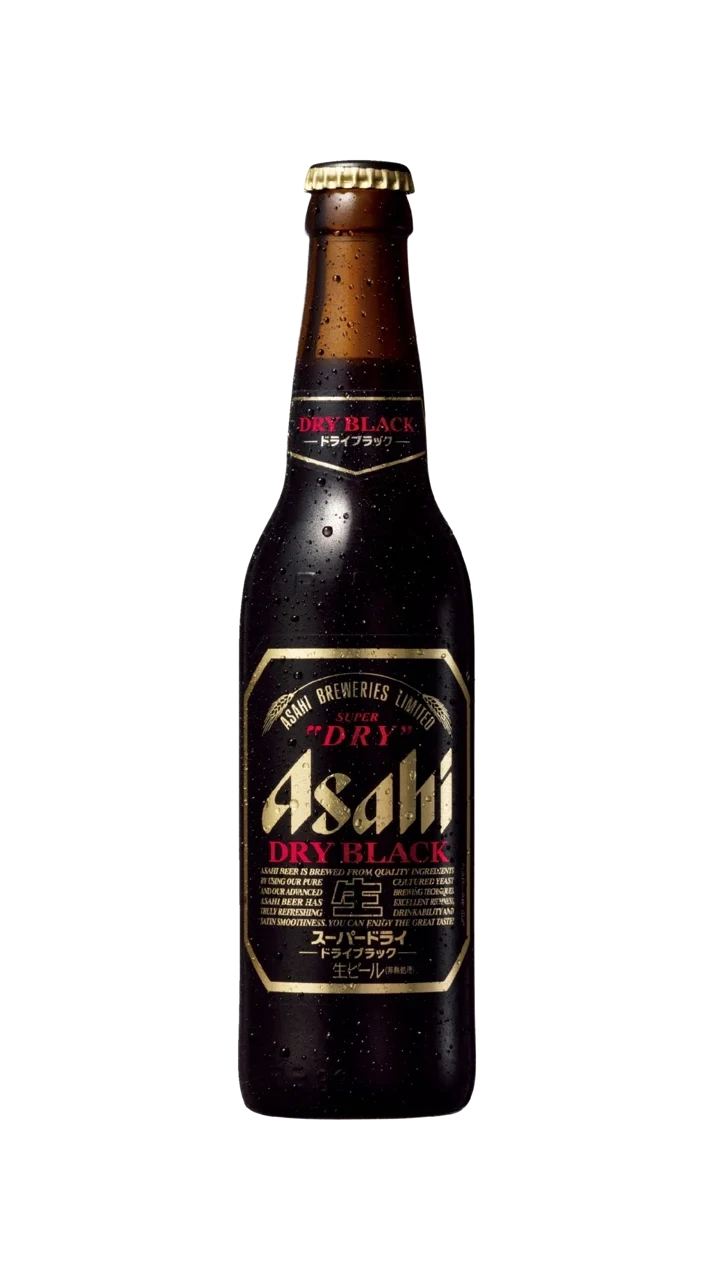 Asahi Dry Black dark brown gold beer can design