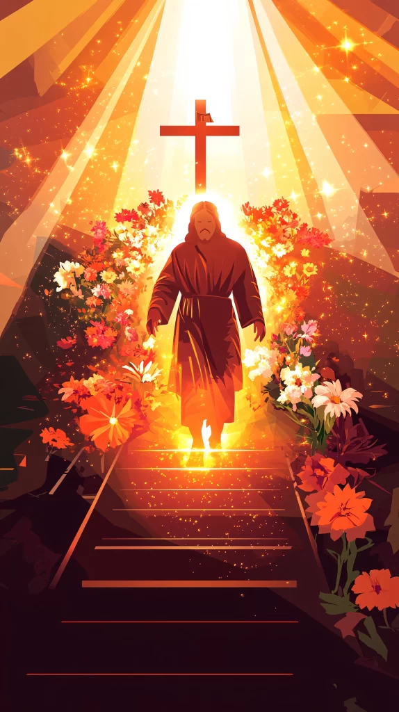 Ascension Golden Light Cross Flowers 340
