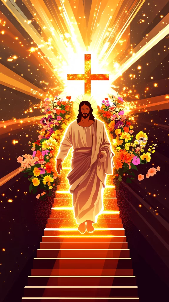 Ascension Golden Light Cross Flowers