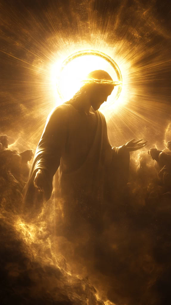 Ascension Golden Light Halo Crowd