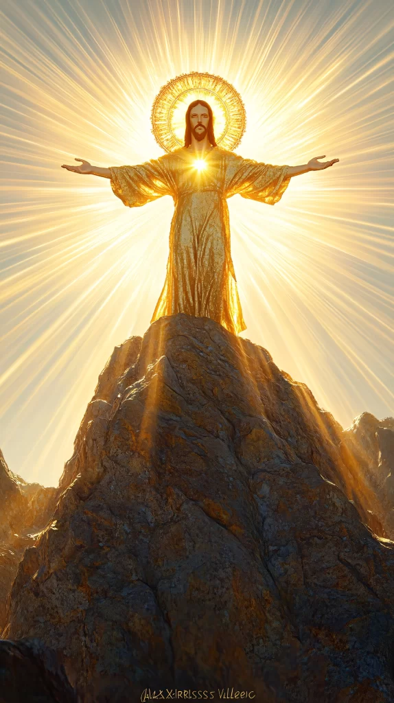 Ascension Golden Light Mountain Halo
