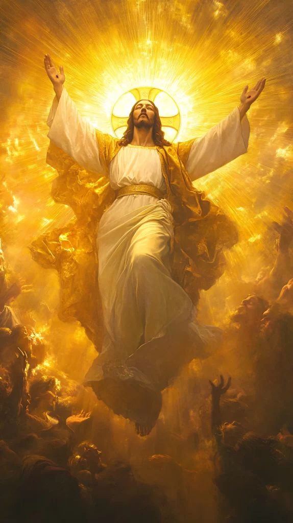 Ascension Golden Light Sky Crowd 532