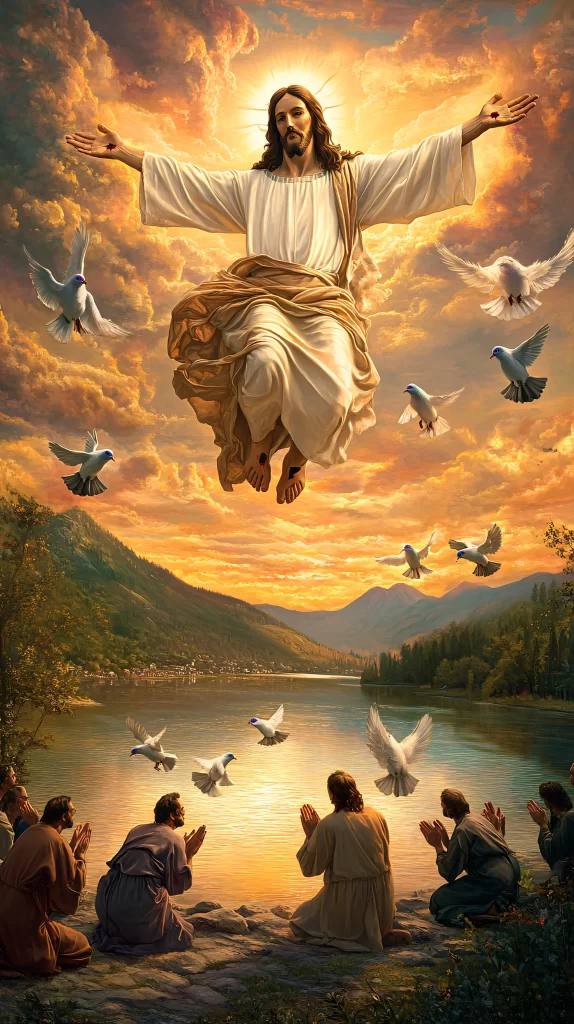 Ascension Golden Light Sky Doves 847