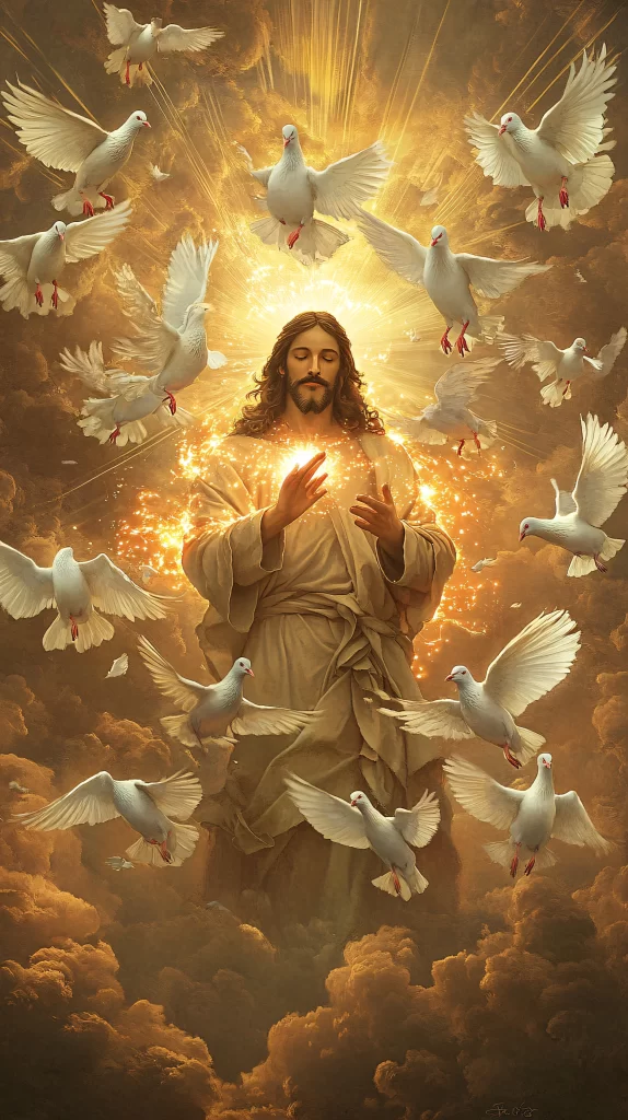 Ascension Golden Light Sky Doves 880
