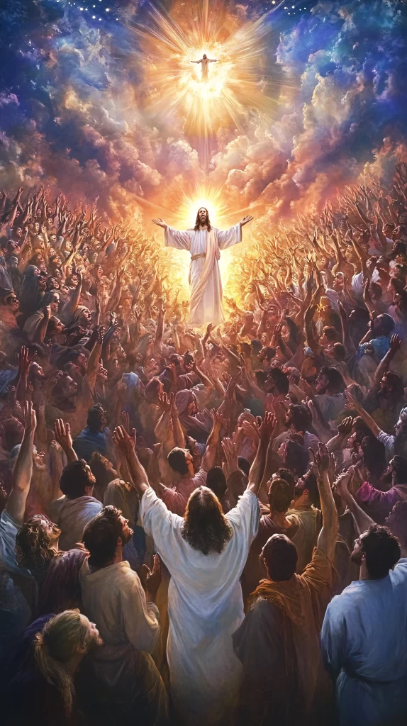 Ascension Golden Light Sky Crowd 961