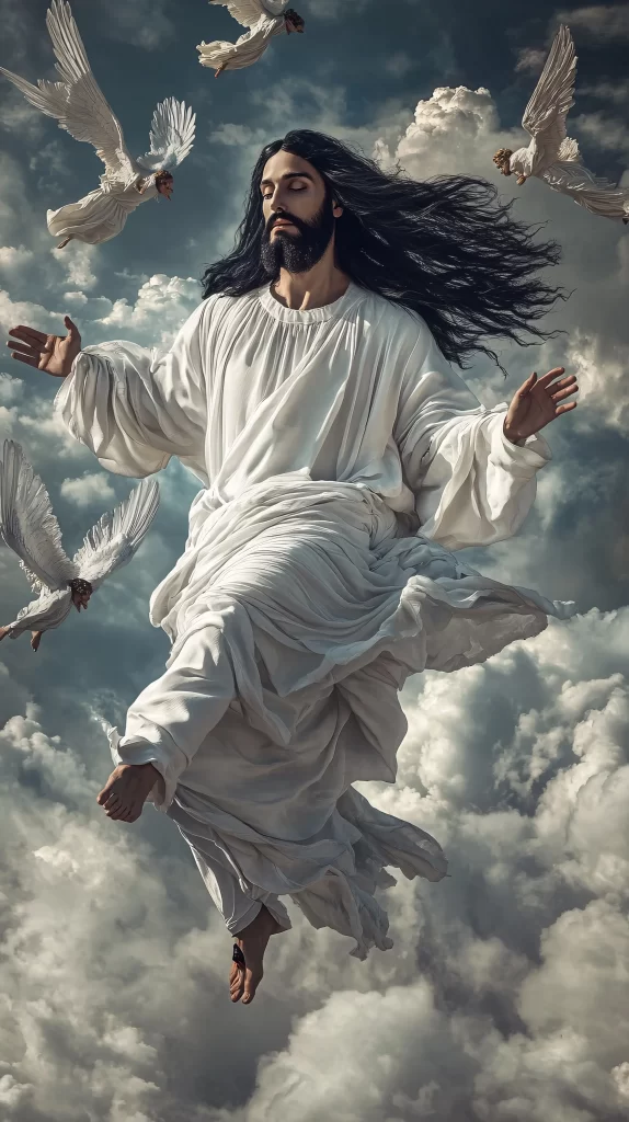 Ascension White Clouds Sky Doves