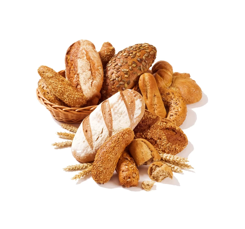 Assorted Breads Artisan Loaves Sesame Seeds Pumpkin Seeds Wheat Stalks Basket
