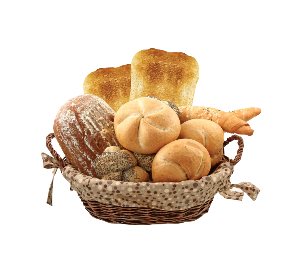 Assorted Breads Rustic Artisan Round Rolls Toasted Loaves Basket Linen