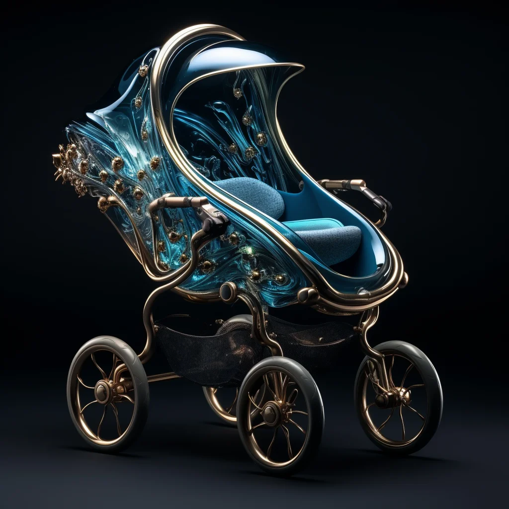 azure conceptual baby product 3D design carriage transparent