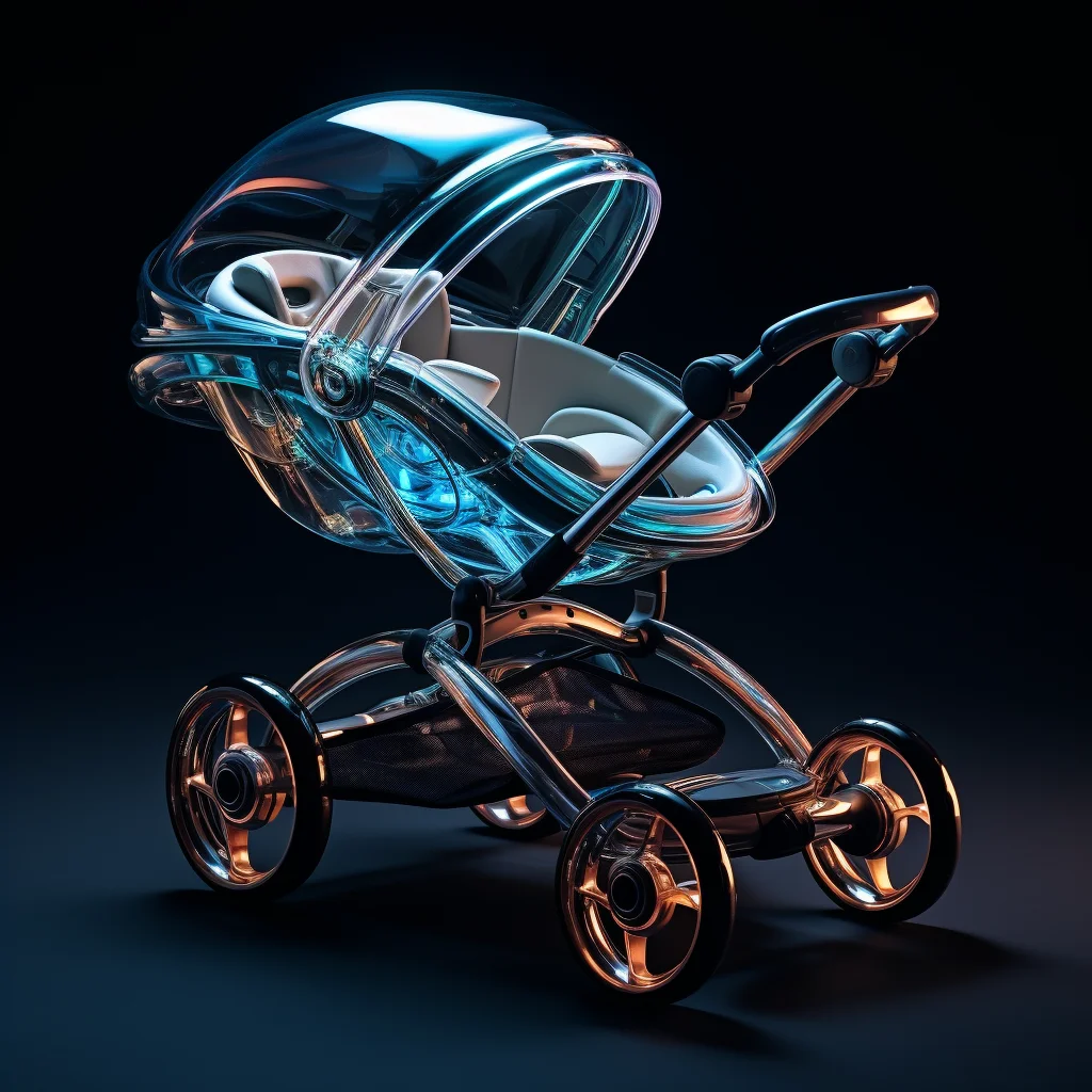 baby carriage conceptual design azure product 3D transparent