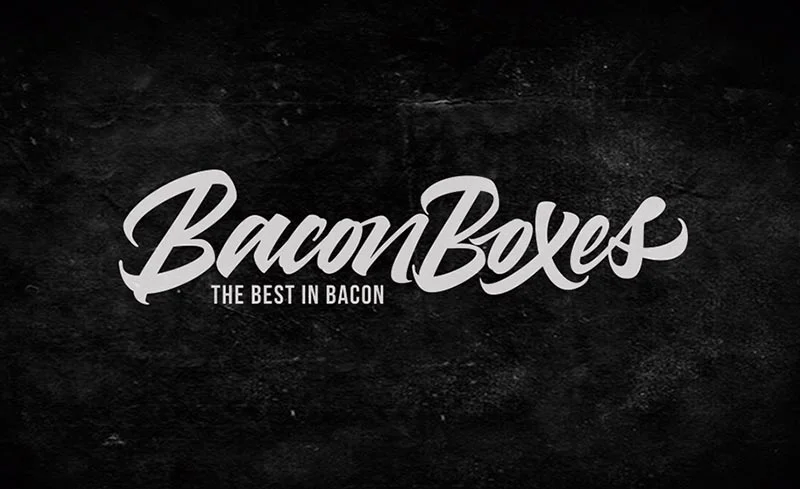 Bacon Boxes White Black Food Branding