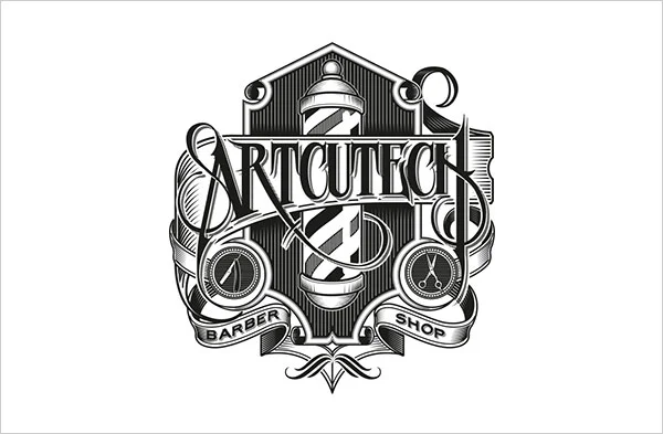 Barber Shop Black White Emblem