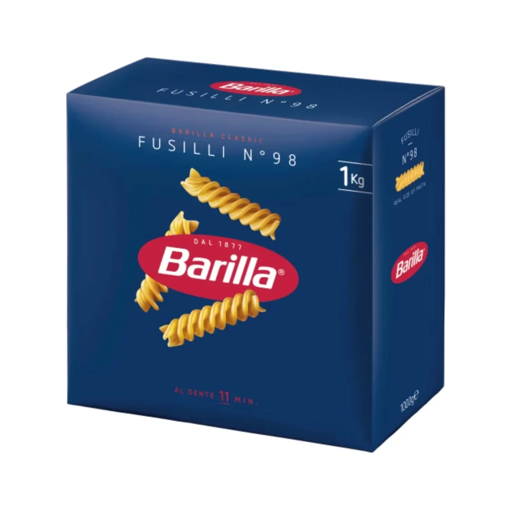 Barilla Fusilli Pasta Blue Red White
