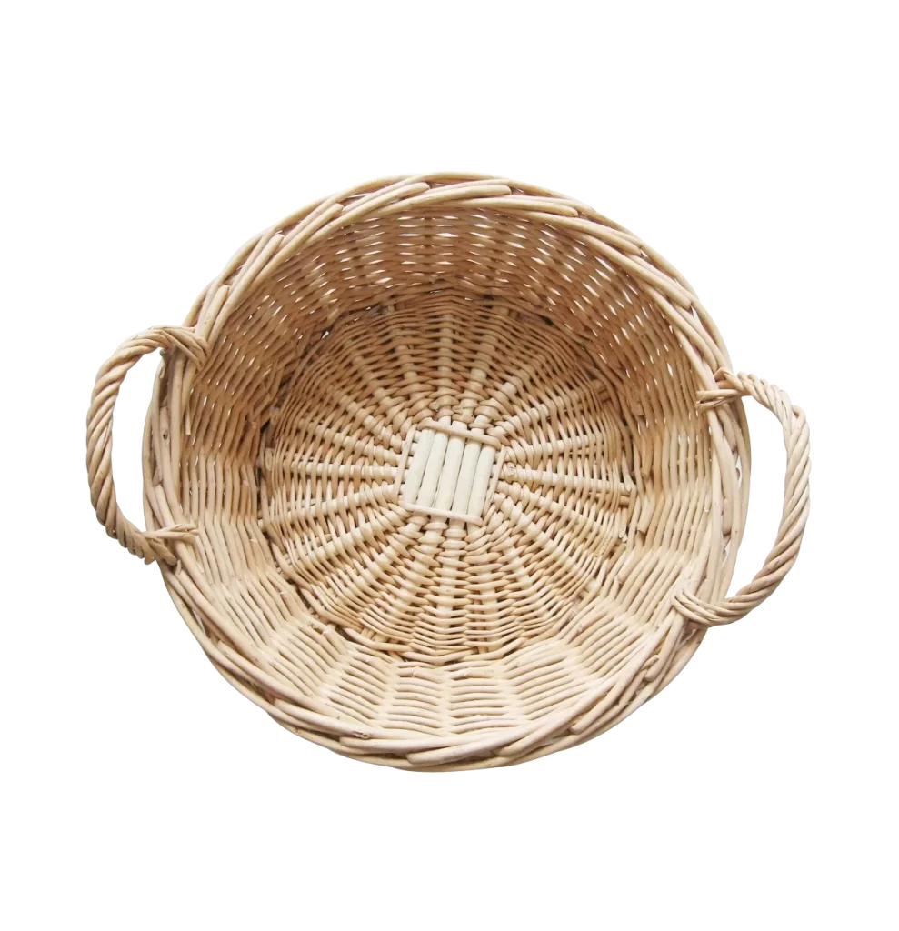 Basket Woven Handles Light Brown Round