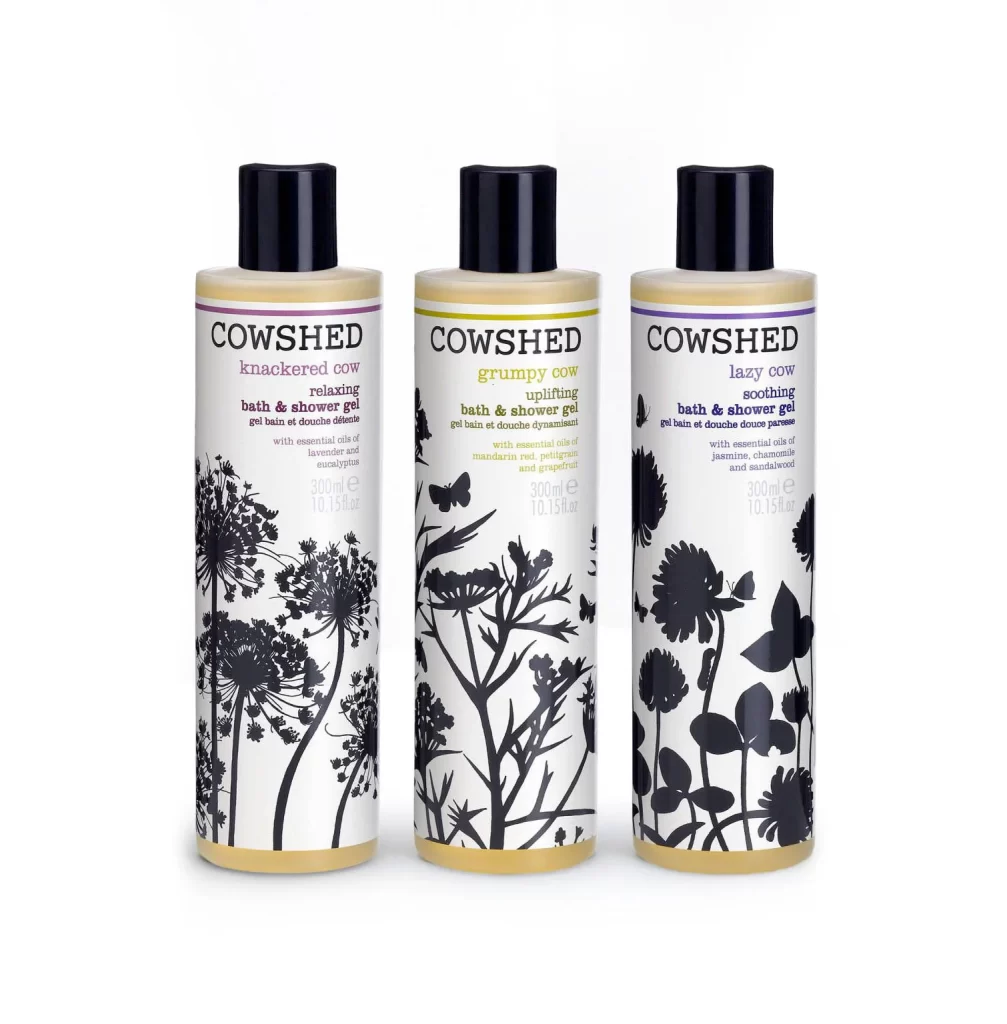 Bath Shower Gel Bottle White Black Floral