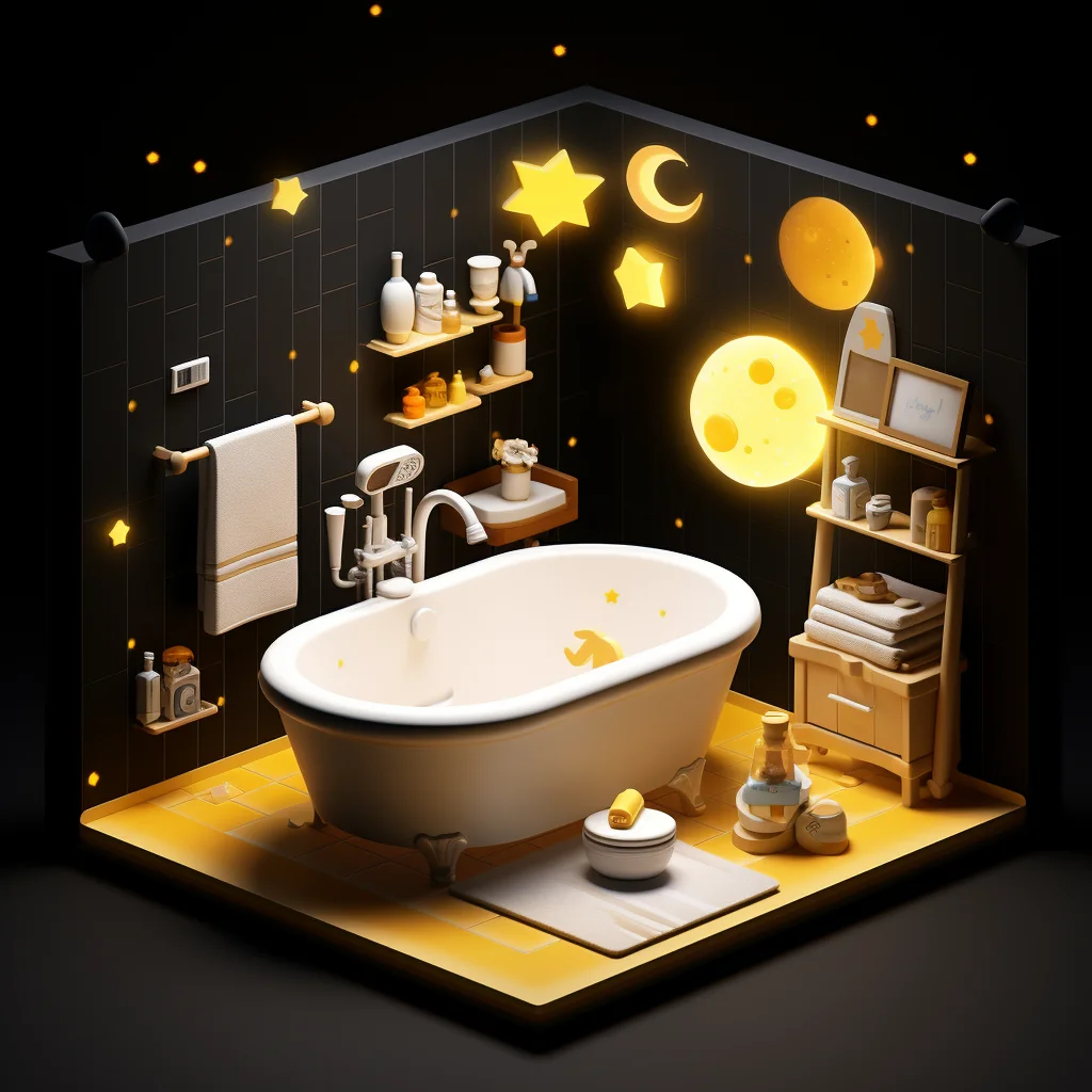 bathroom space isometric bathtub model scene indoor 3D washroom home