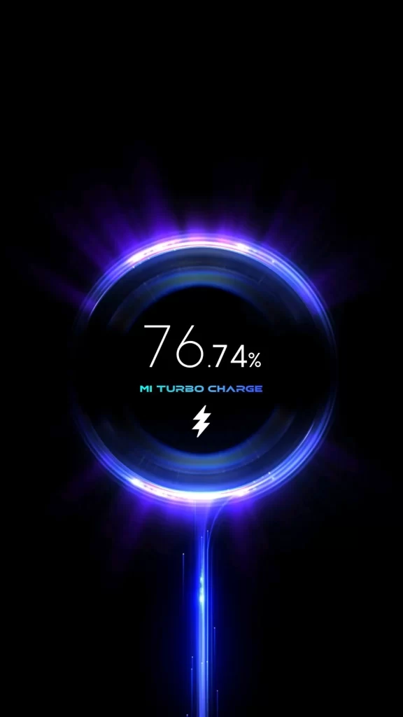 Battery Percentage Lightning Bolt Circular Blue