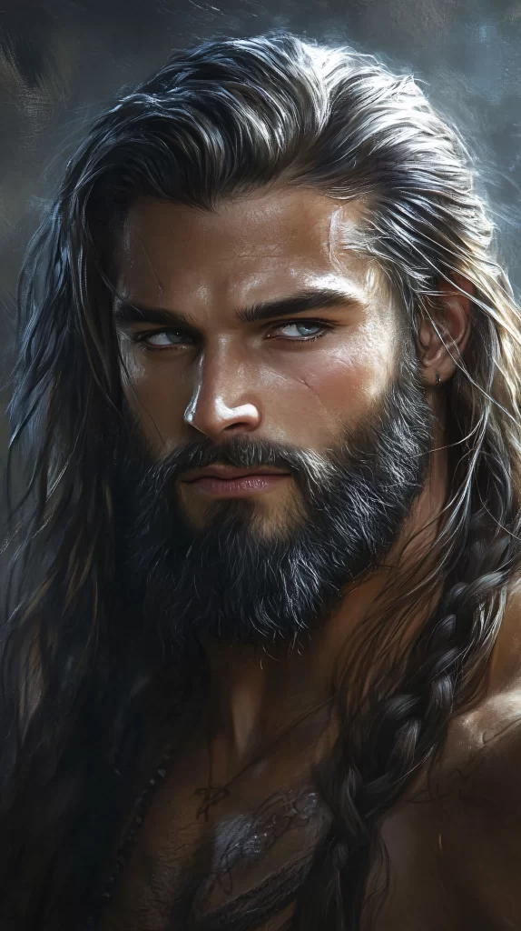 Bearded Warrior Braided Hair Dark
