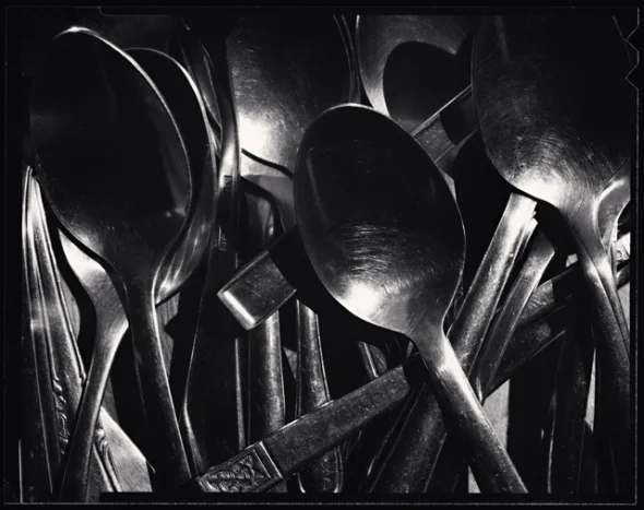 Black and white spoons High Contrast Textured Mysterious