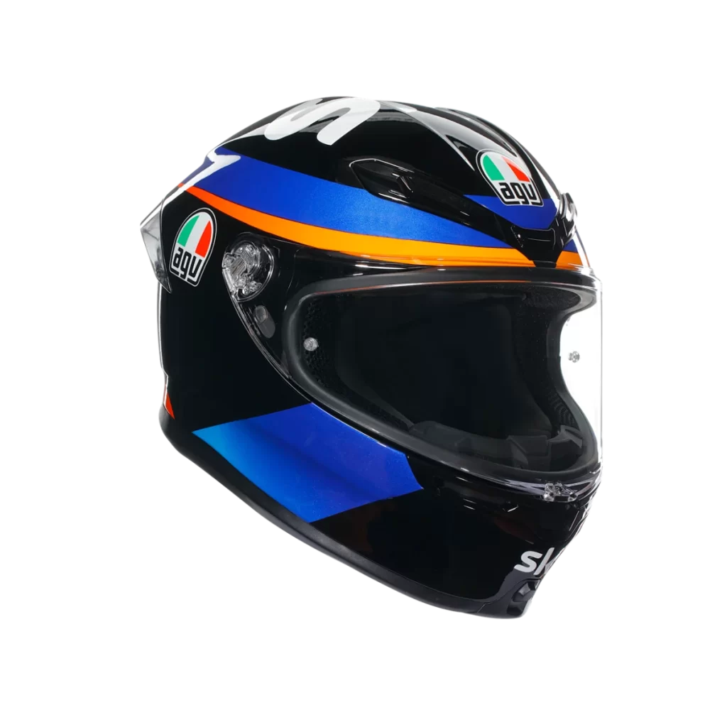 Black Blue Orange Helmet Side