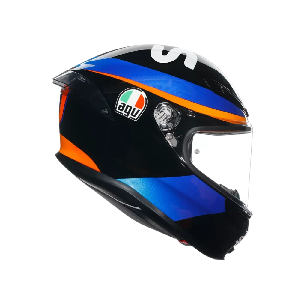 Black Blue Orange Helmet Front
