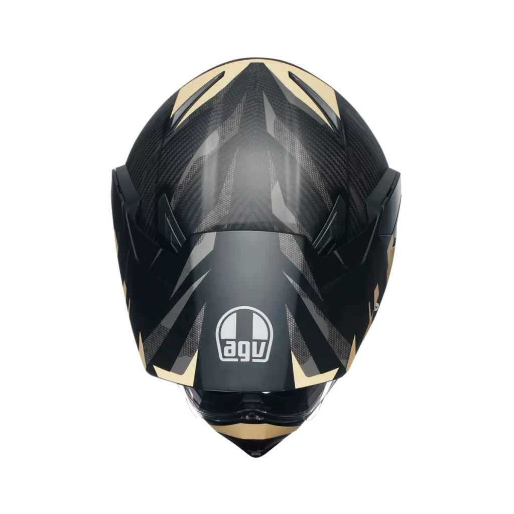 Black Carbon Fiber Helmet Gold Accents